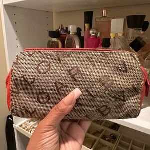 Bvlgari Red and Brown Textured Pouch